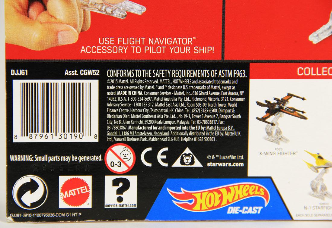Star Wars Hot Wheels Die-Cast Flight Navigator #8 First Order TIE Fighter L000787