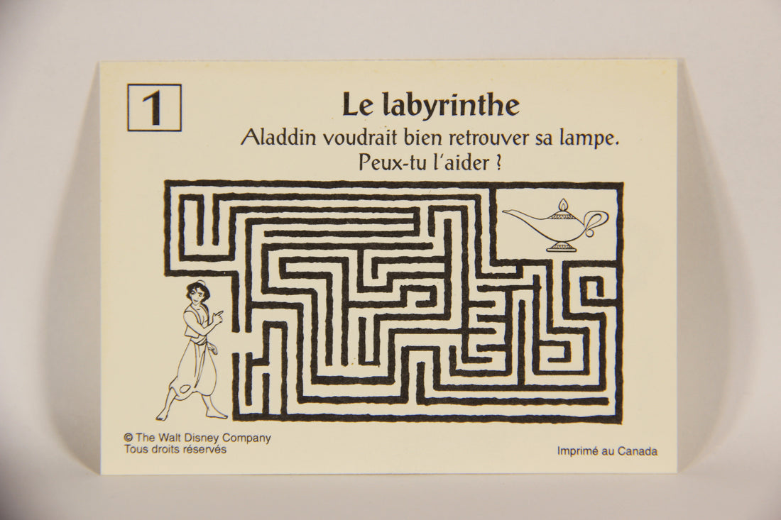 Aladdin 1993 Trading Card #1 Aladdin The Maze FRENCH Color-In Panini L004394