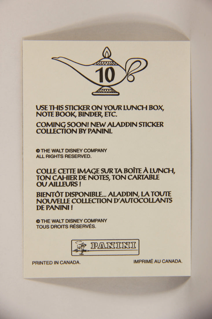 Aladdin 1993 Sticker Card #10 Abu FR-ENG Panini L004404