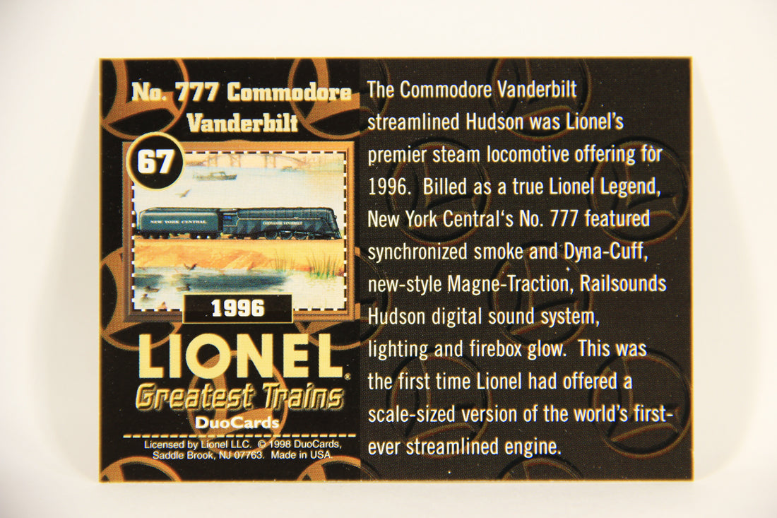 Lionel Greatest Trains 1998 Card #67 - 1996 No. 777 Commodore Vanderbilt ENG L004515