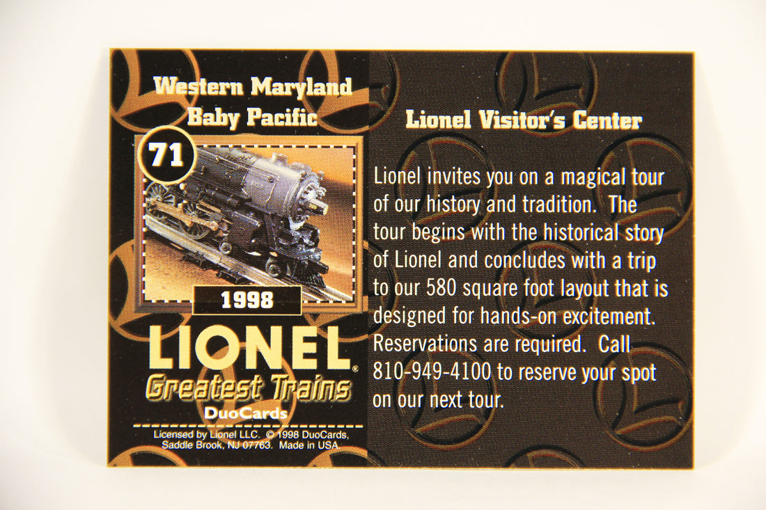 Lionel Greatest Trains 1998 Card #71 - 1998 Western Maryland Baby Pacific ENG L004518