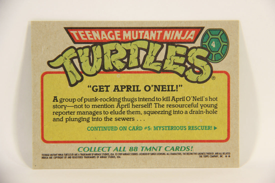Teenage Mutant Ninja Turtles 1989 Trading Card #4 Get April O'Neil ENG L004590
