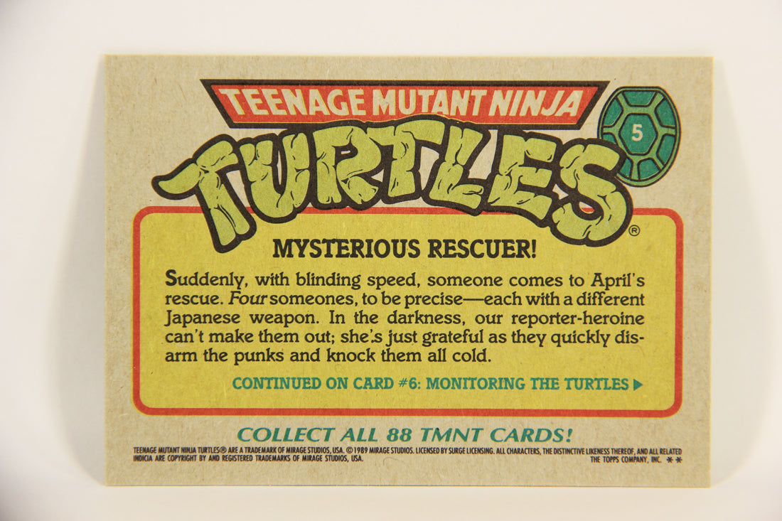 Teenage Mutant Ninja Turtles 1989 Trading Card #5 Mysterious Rescuer ENG L004591