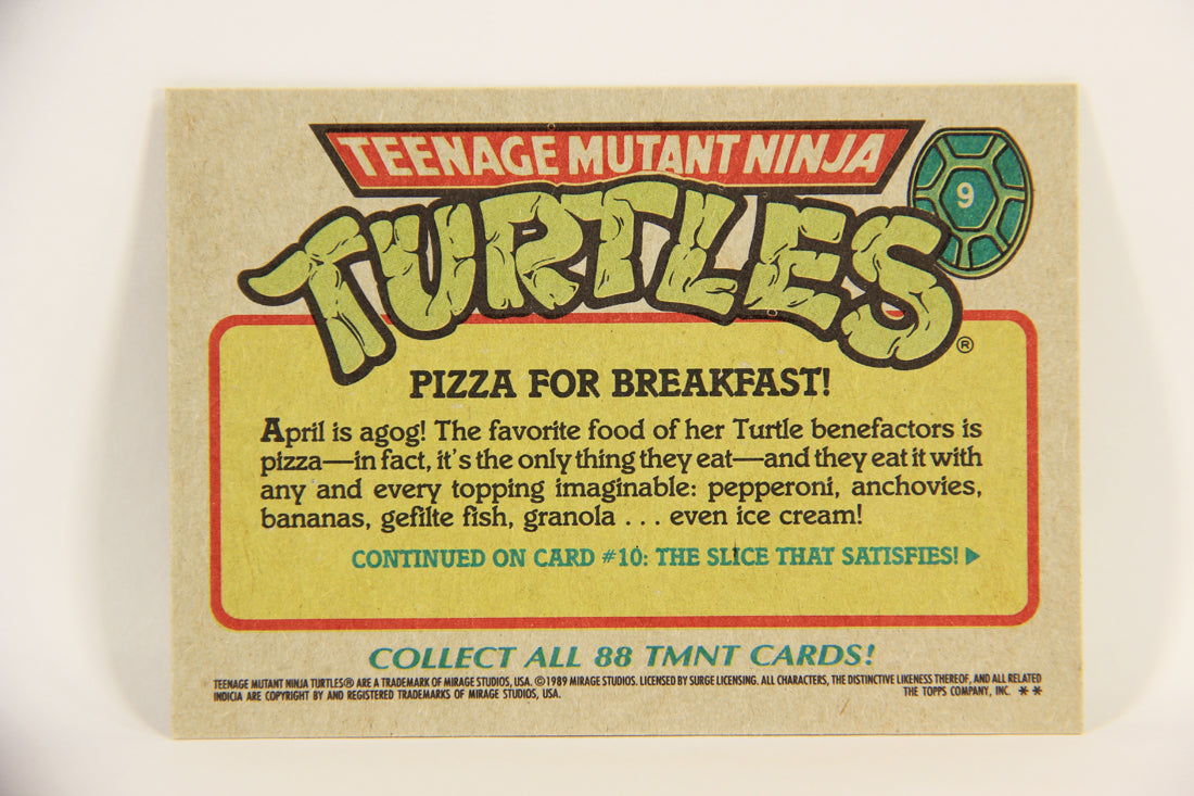 Teenage Mutant Ninja Turtles 1989 Trading Card #9 Pizza For Breakfast ENG L004595