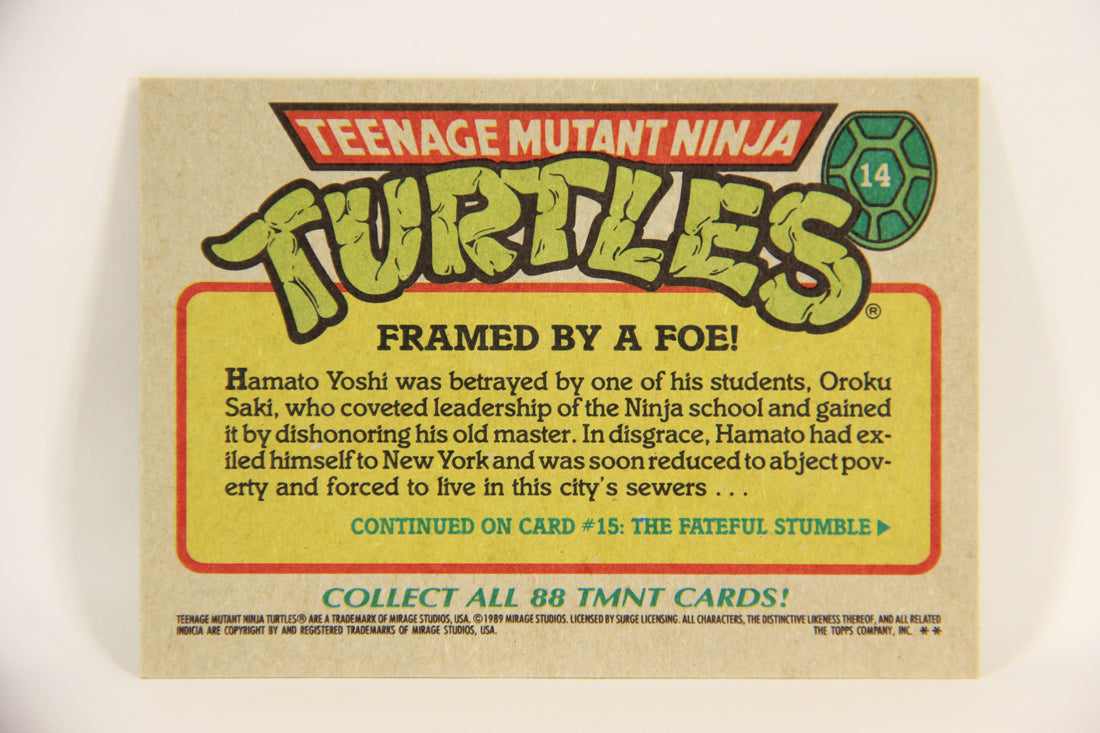 Teenage Mutant Ninja Turtles 1989 Trading Card #14 Framed By A Foe ENG L004599