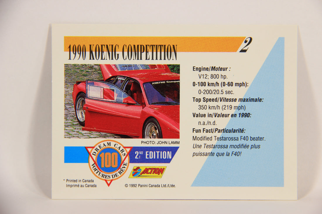 Dream Cars 2nd Edition 1992 Trading Card #2 - 1990 Koenig Competition L004623