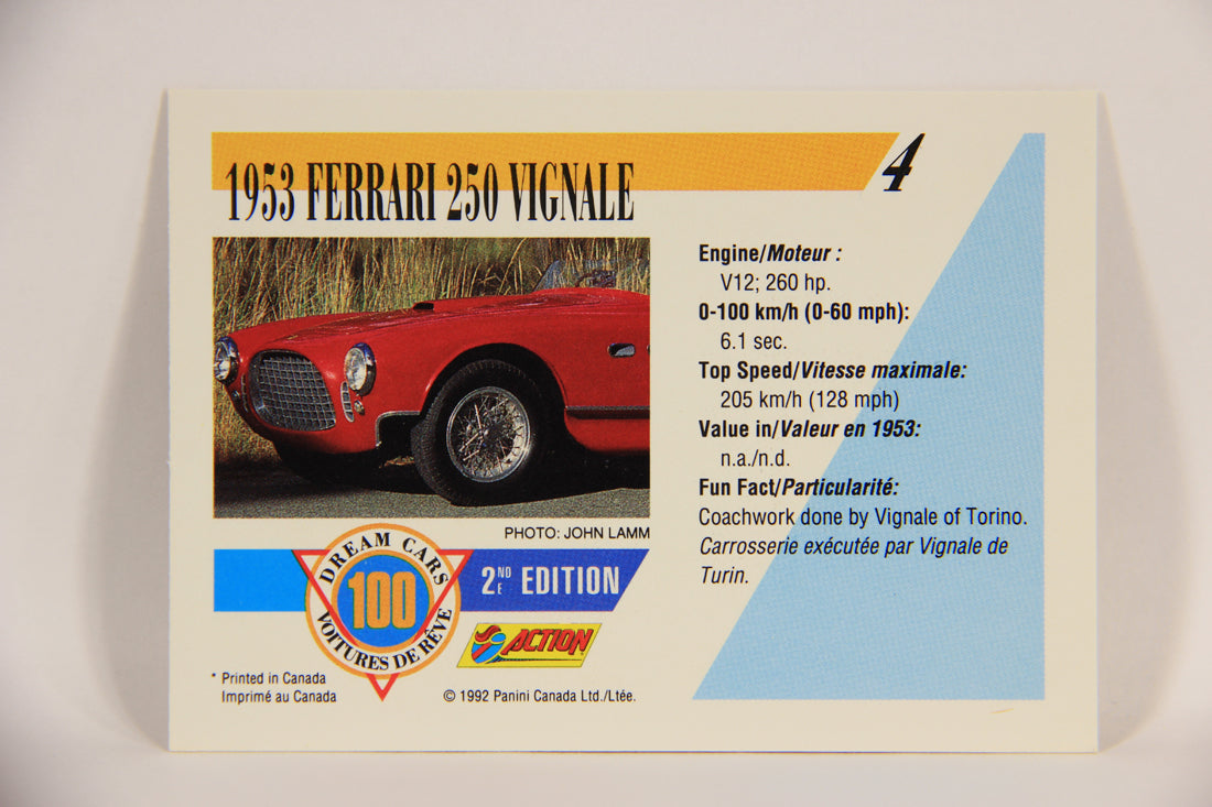 Dream Cars 2nd Edition 1992 Trading Card #4 - 1953 Ferrari 250 Vignale L004624