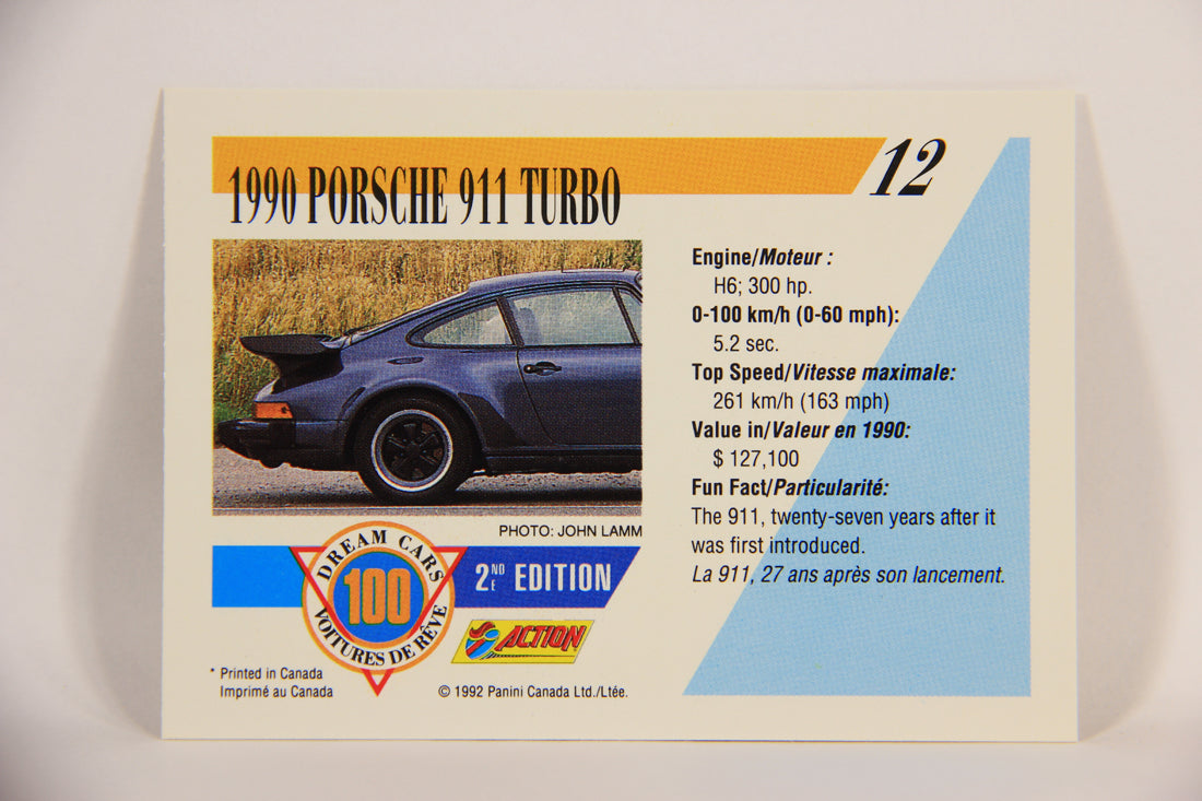 Dream Cars 2nd Edition 1992 Trading Card #12 - 1990 Porsche 911 Turbo FR-ENG L004627
