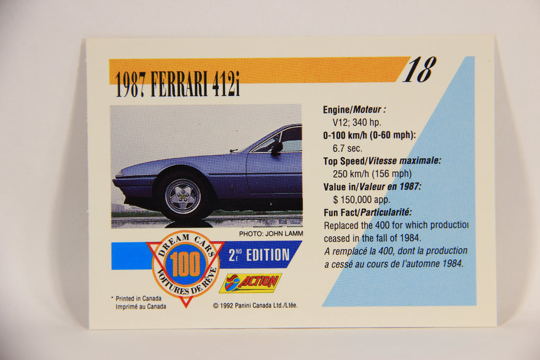 Dream Cars 2nd Edition 1992 Trading Card #18 - 1987 Ferrari 412i FR-ENG L004630