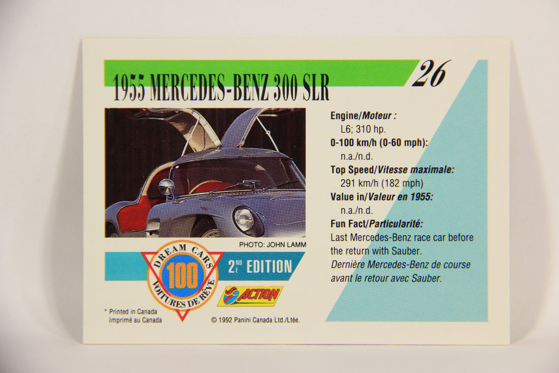 Dream Cars 2nd Edition 1992 Trading Card #26 - 1955 Mercedes-Benz 300 SLR L004633