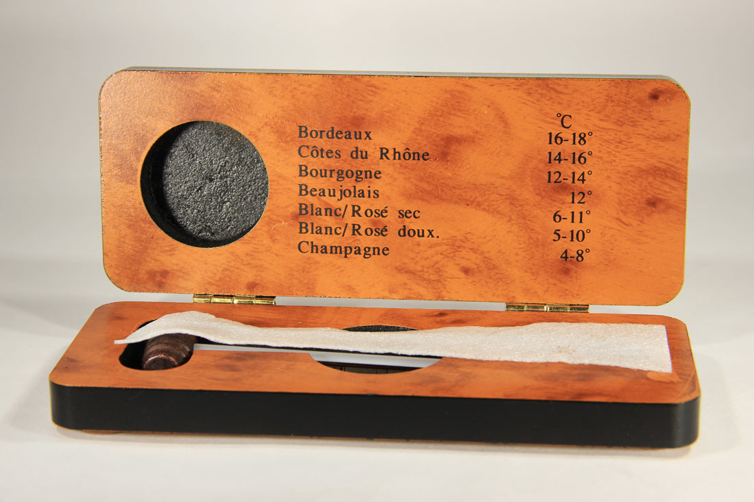 Trudeau Wine Collar Thermometer Le Connaisseur French Wooden Box L005863