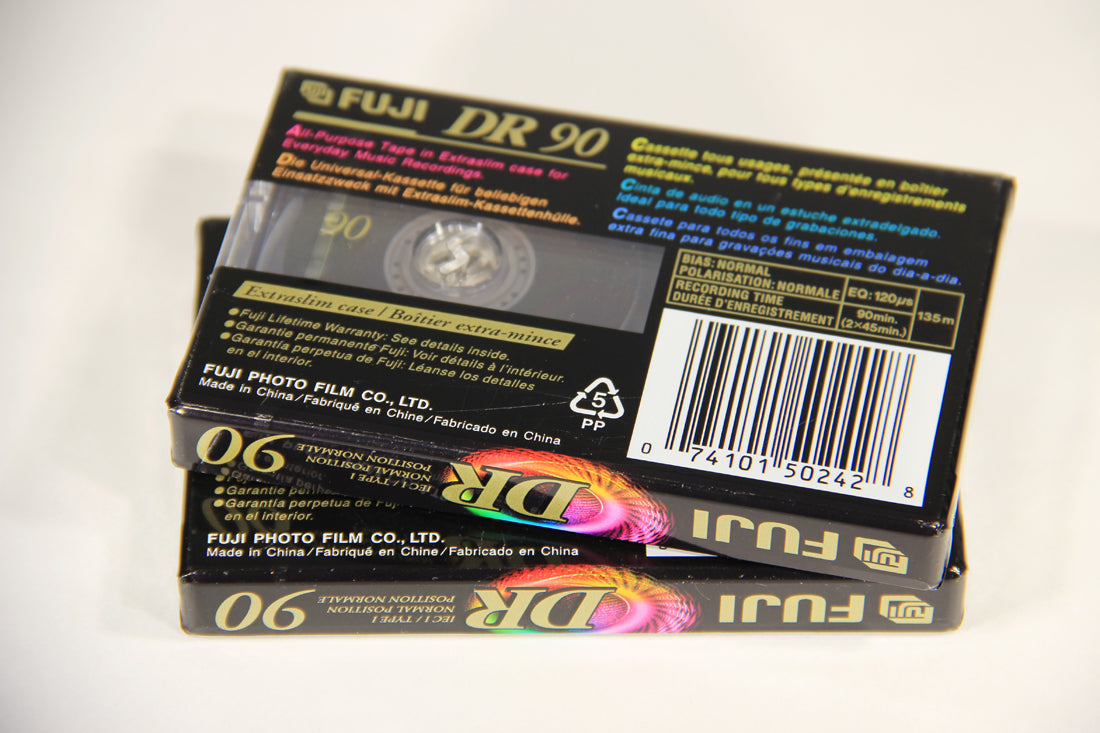 Fuji DR 90 Blank Audio Cassette Tapes IEC I - Type I - Set Of 2 New And Sealed L005864