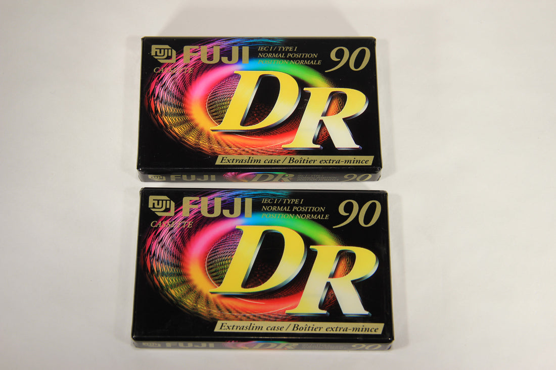 Fuji DR 90 Blank Audio Cassette Tapes IEC I - Type I - Set Of 2 New And Sealed L005864