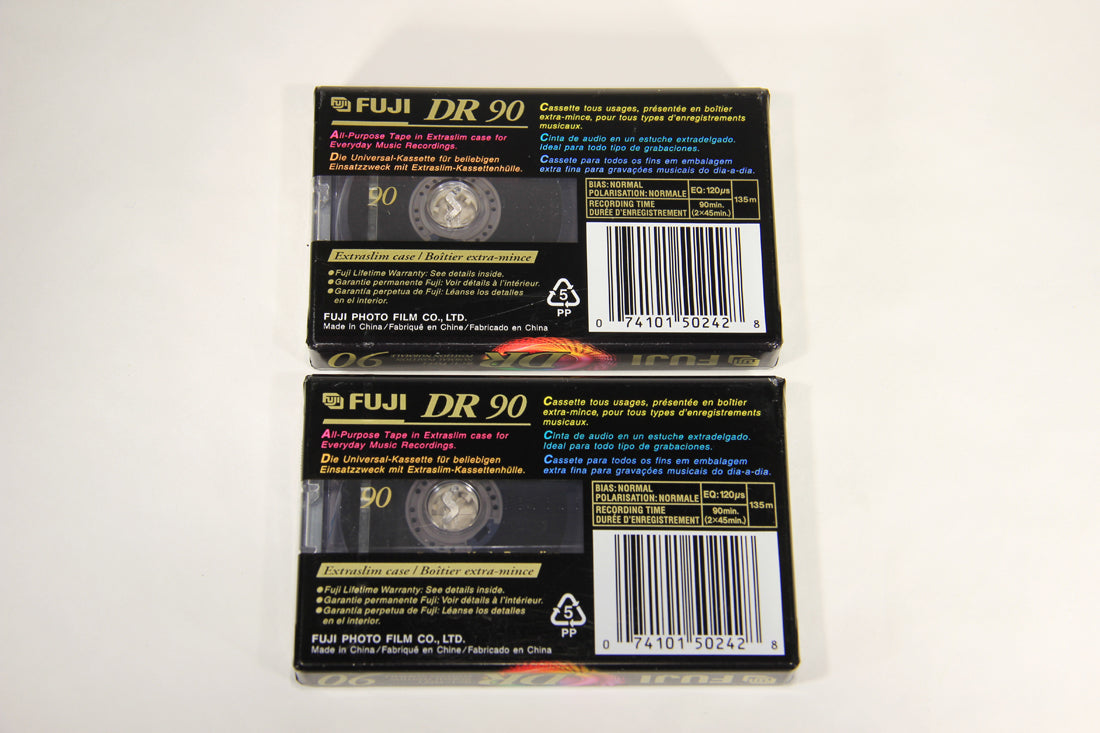 Fuji DR 90 Blank Audio Cassette Tapes IEC I - Type I - Set Of 2 New And Sealed L005864