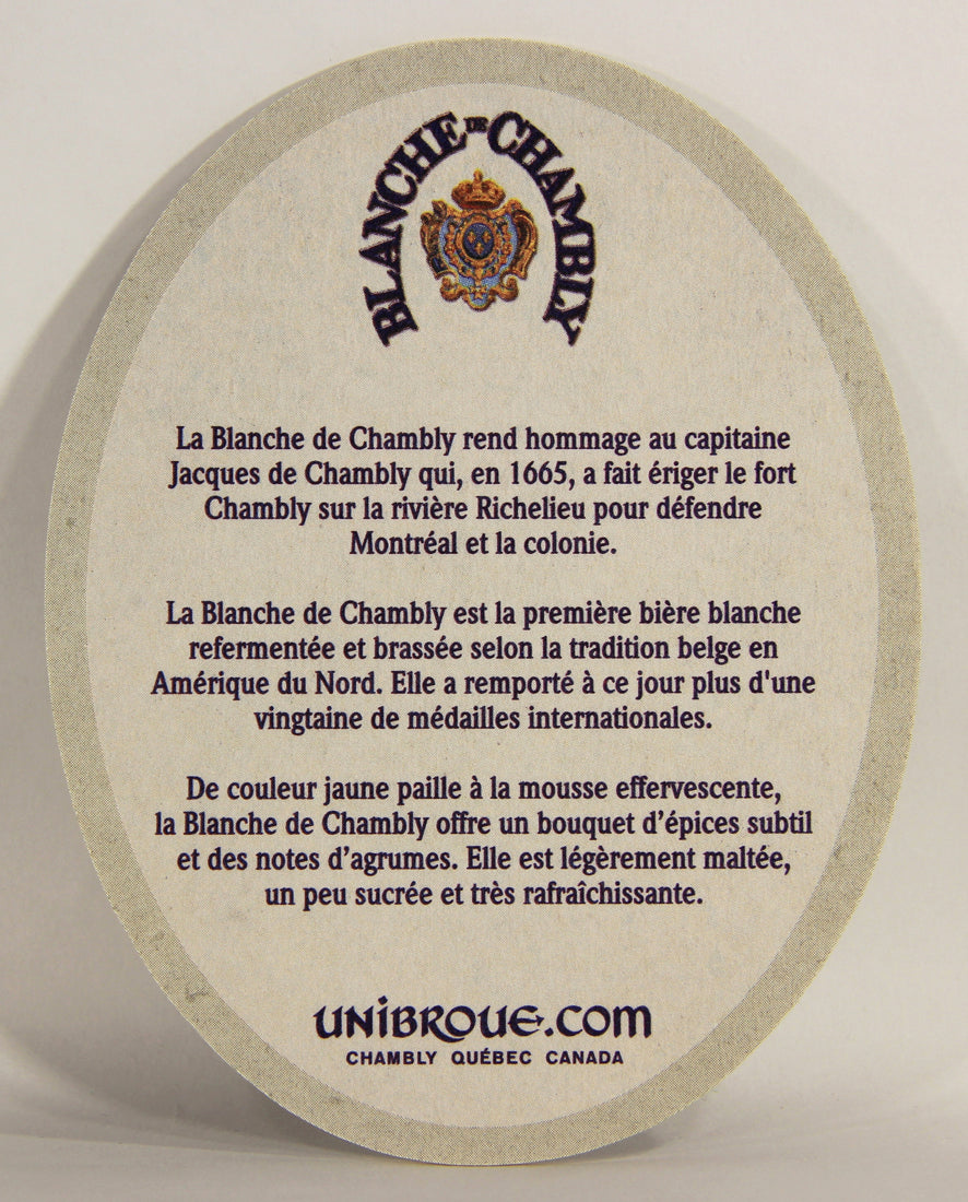 Blanche De Chambly Beer Unibroue Canada Québec FR Fort Logo L006146