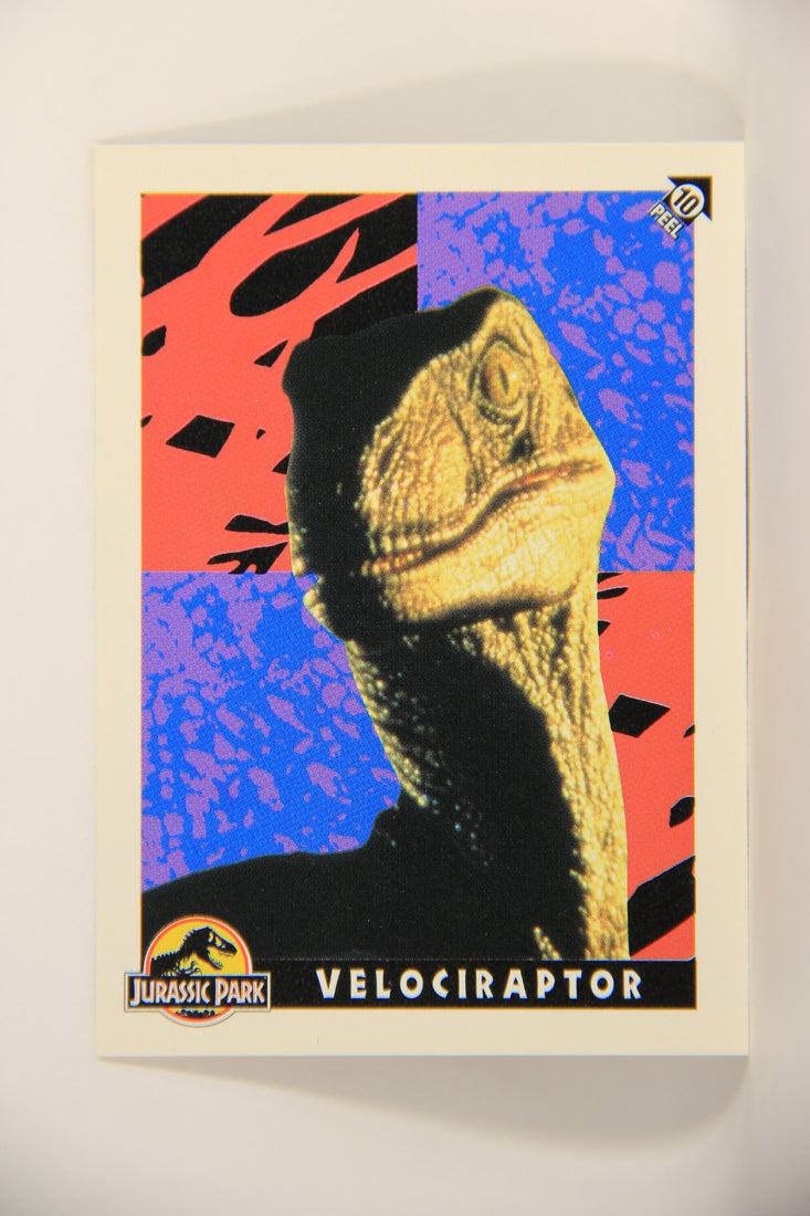 Jurassic Park 1993 Trading Card Sticker #10 Velociraptor ENG Topps Puzzle L007126