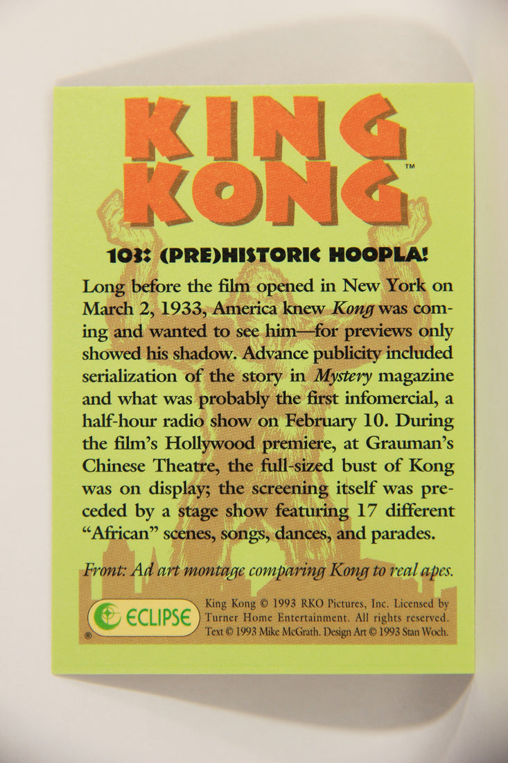 King Kong 60th Anniversary 1993 Trading Card #103 Pre Historic Hoopla L007971