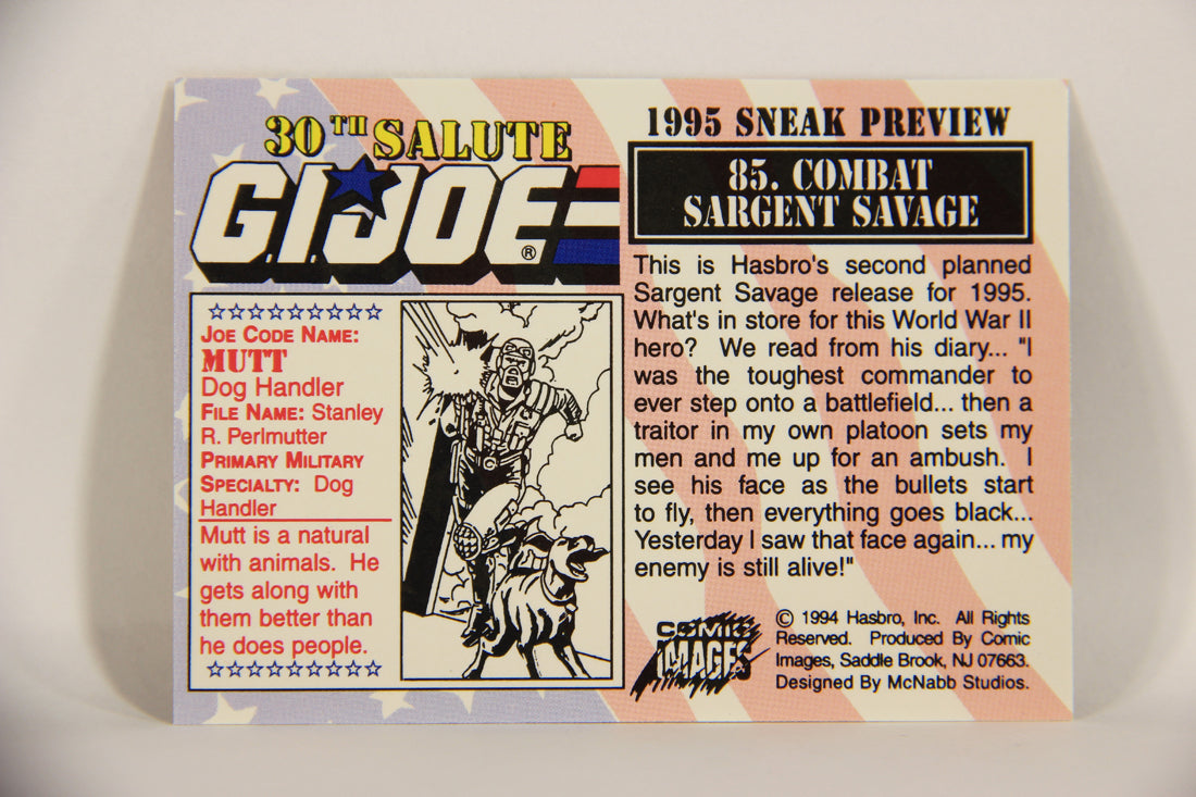 GI Joe 30th Salute 1994 Trading Card #85 Combat Sargent Savage ENG L008236
