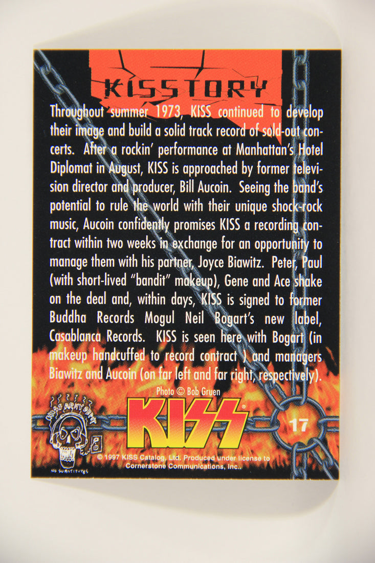 Kiss 1998 Series I Trading Card #17 Kiss Signed With Buddha Records L008396