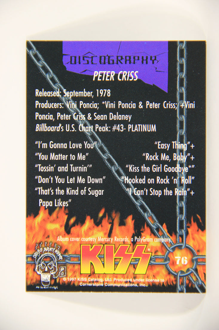 Kiss 1998 Series I Trading Card #76 Peter Criss Solo Album L008455