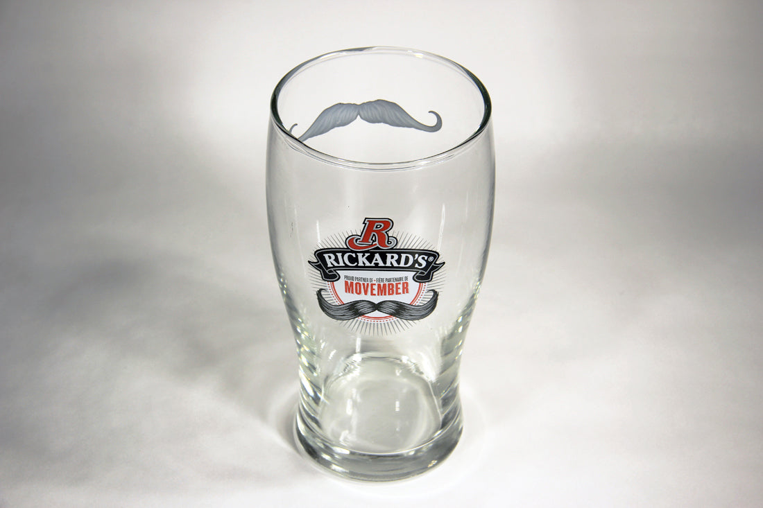 Rickard's Beer Pint Glass Special Movember Edition Canada FR-ENG L008914
