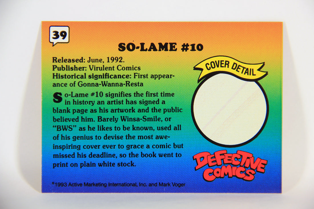 Defective Comics 1993 Trading Card #39 So-Lame #10 ENG L009861