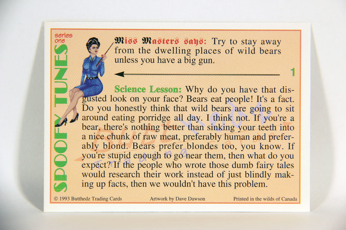 Spoofy Tunes 1993 Trading Card #1 The Tear Bears L009873