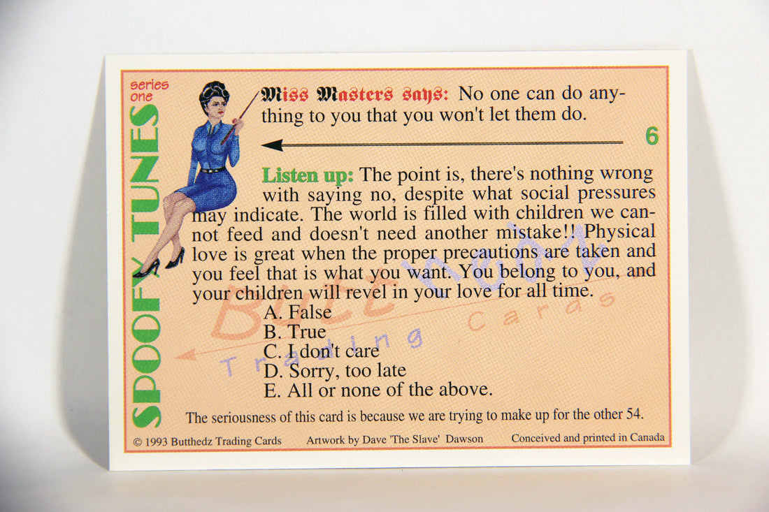 Spoofy Tunes 1993 Trading Card #6 You Have The Right To Say No L009878