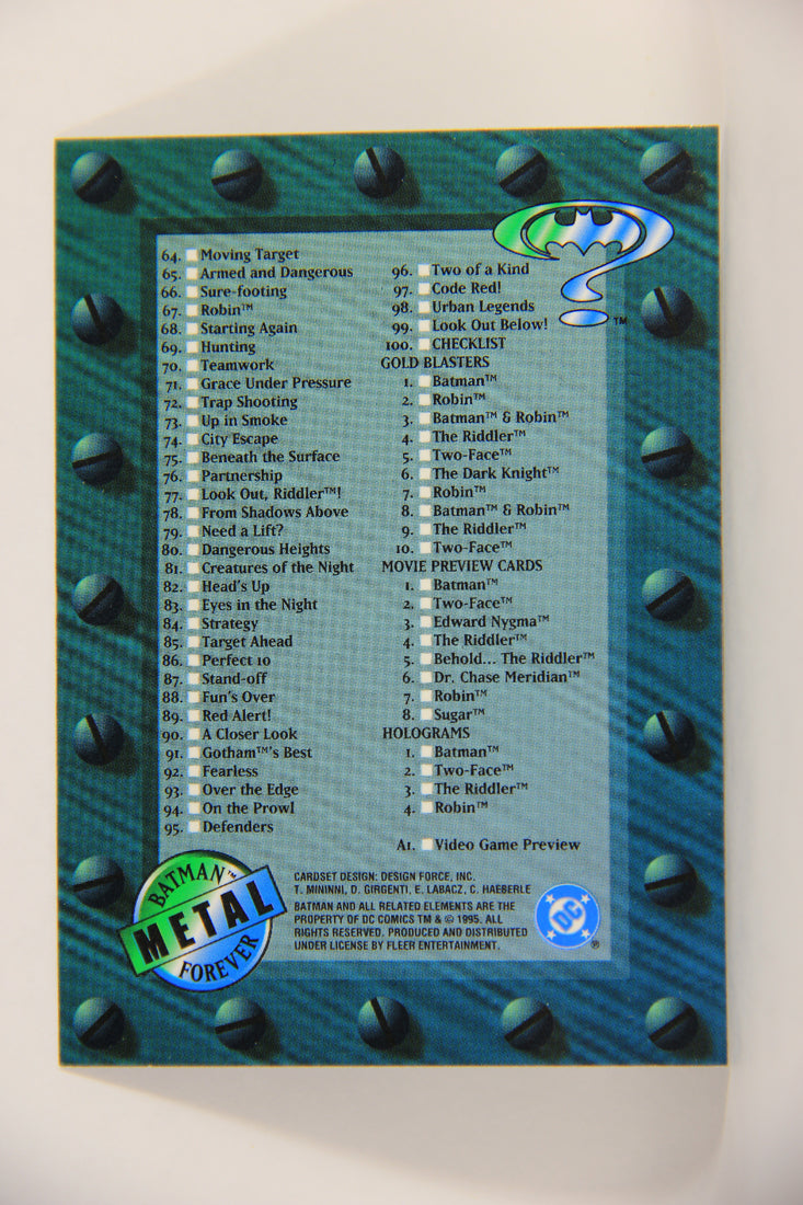 Batman Forever Metal 1995 Trading Card #100 Checklist L010411