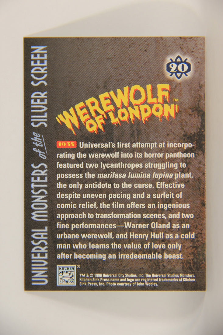 Universal Monsters Of The Silver Screen 1996 Card #20 Werewolf Of London 1935 L010533