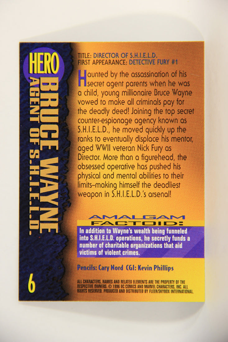 Amalgam Comics 1996 Marvel DC Trading Card #6 Bruce Wayne Agent Of S.H.I.E.L.D. L010766