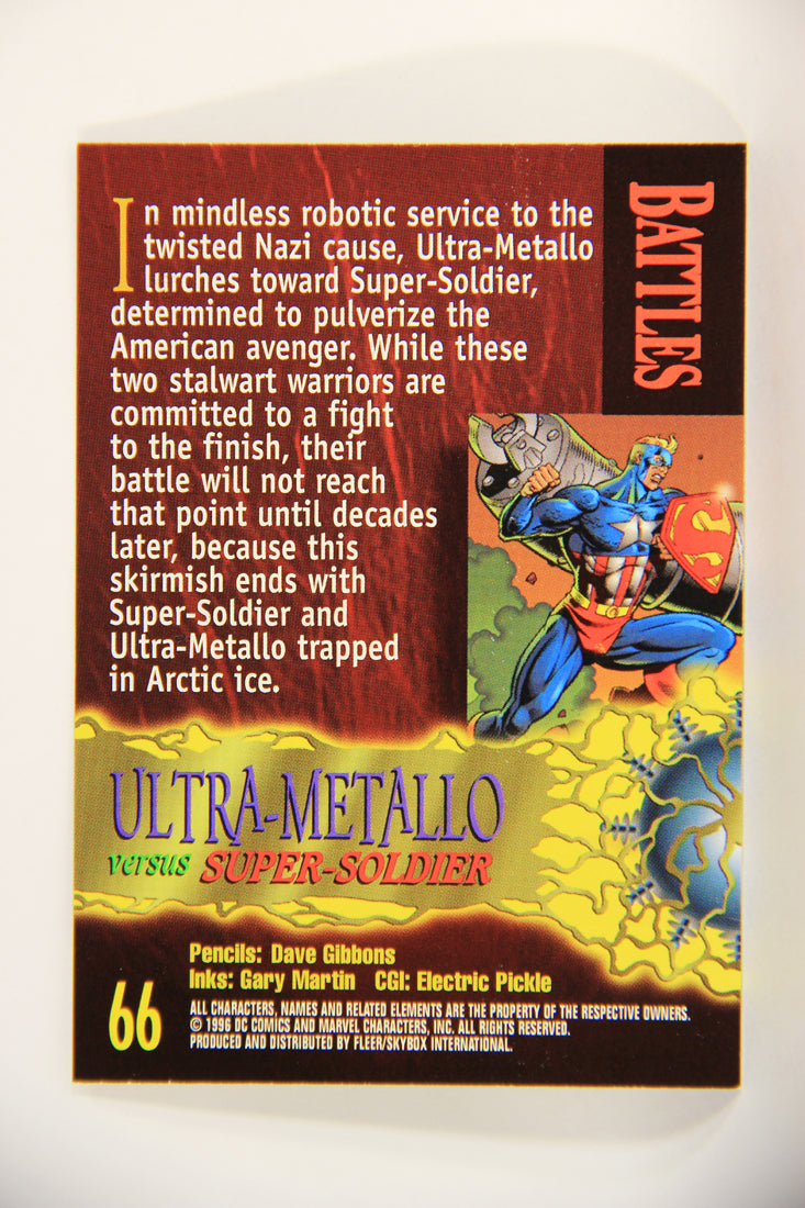 Amalgam Comics 1996 Marvel DC Trading Card #66 Ultra-Metallo Versus Super-Soldier L010826