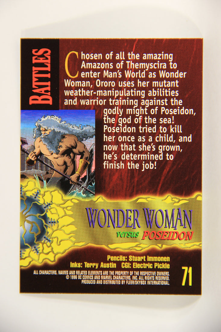 Amalgam Comics 1996 Marvel DC Trading Card #71 Wonder Woman Versus Poseidon L010831