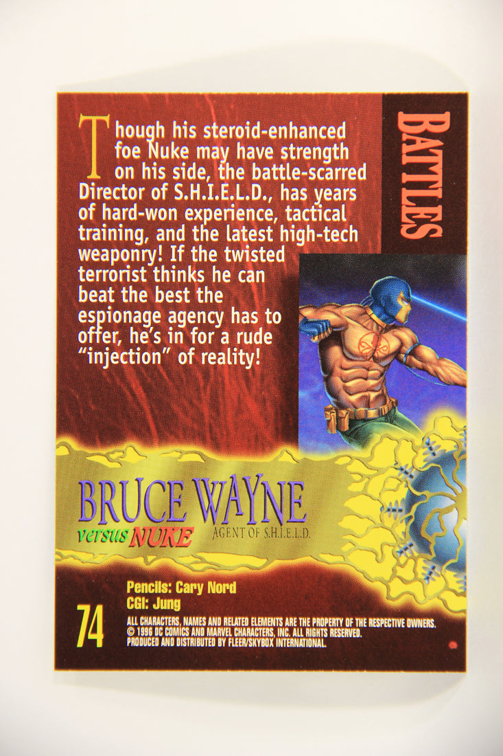 Amalgam Comics 1996 Marvel DC Trading Card #74 Bruce Wayne Versus Nuke L010834