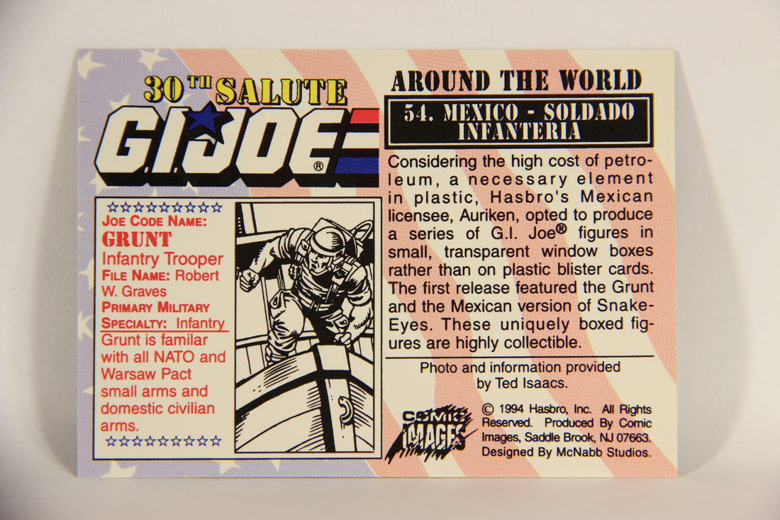 GI Joe 30th Salute 1994 Trading Card NO TOY #54 Mexico - Soldado Infanteria ENG L010976