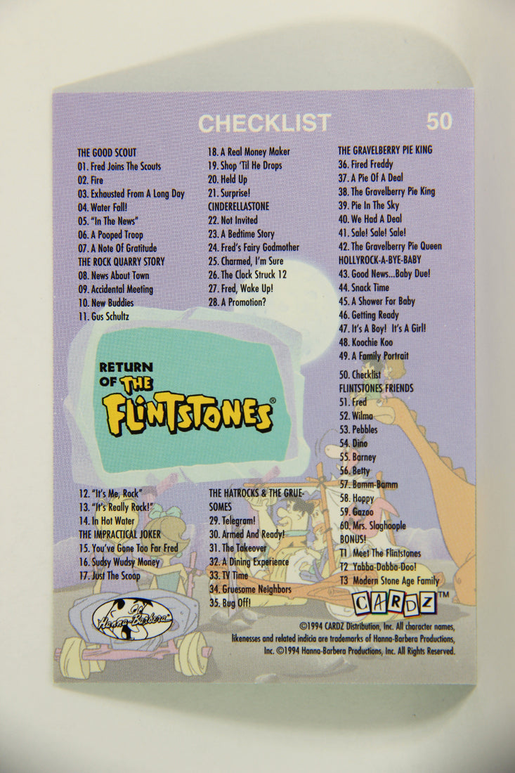 Return Of The Flintstones 1994 Trading Card #50 Checklist ENG L010992