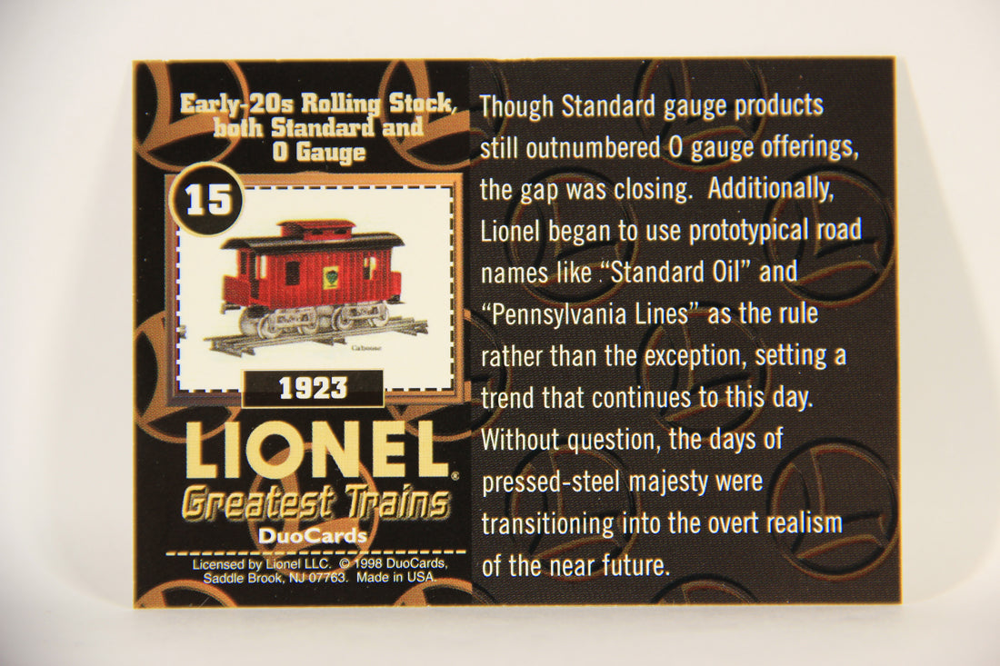 Lionel Greatest Trains 1998 Card #15 - 1923 Early-20s Rolling Stock Both Standard And O Gauge ENG L011243