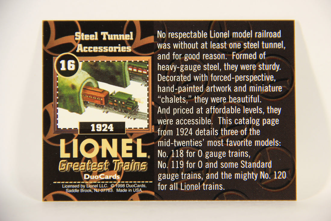 Lionel Greatest Trains 1998 Trading Card #16 - 1924 Steel Tunnel Accessories ENG L011244