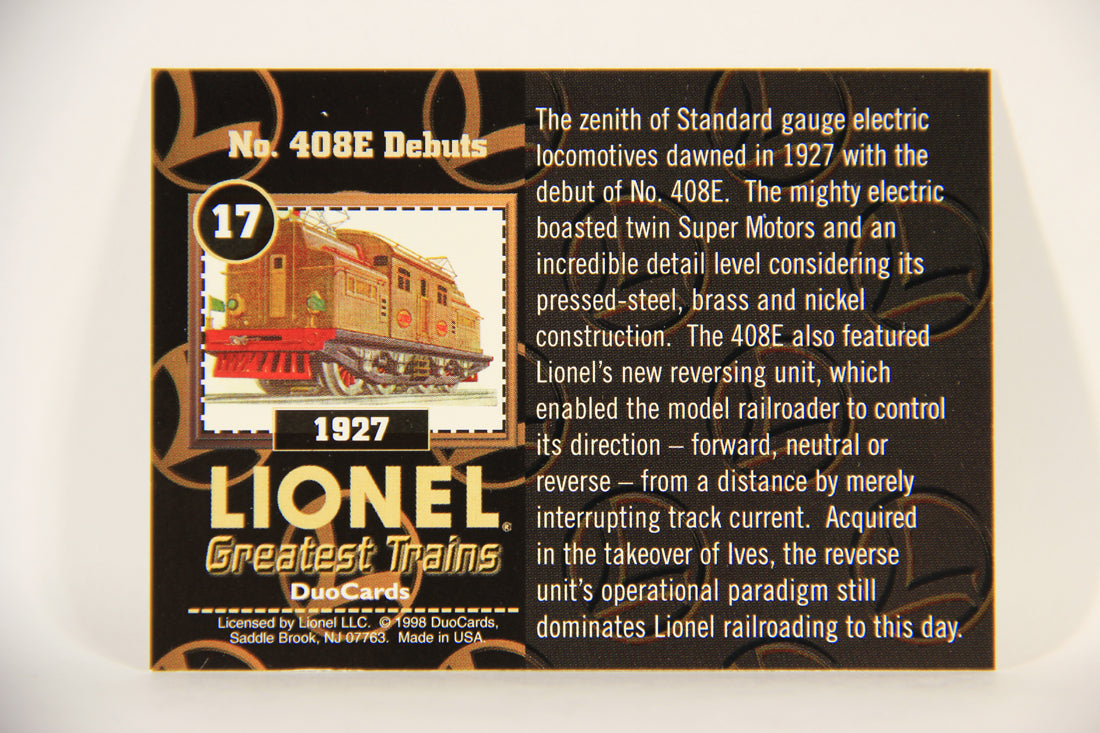 Lionel Greatest Trains 1998 Trading Card #17 - 1927 No. 408E Debuts ENG L011245