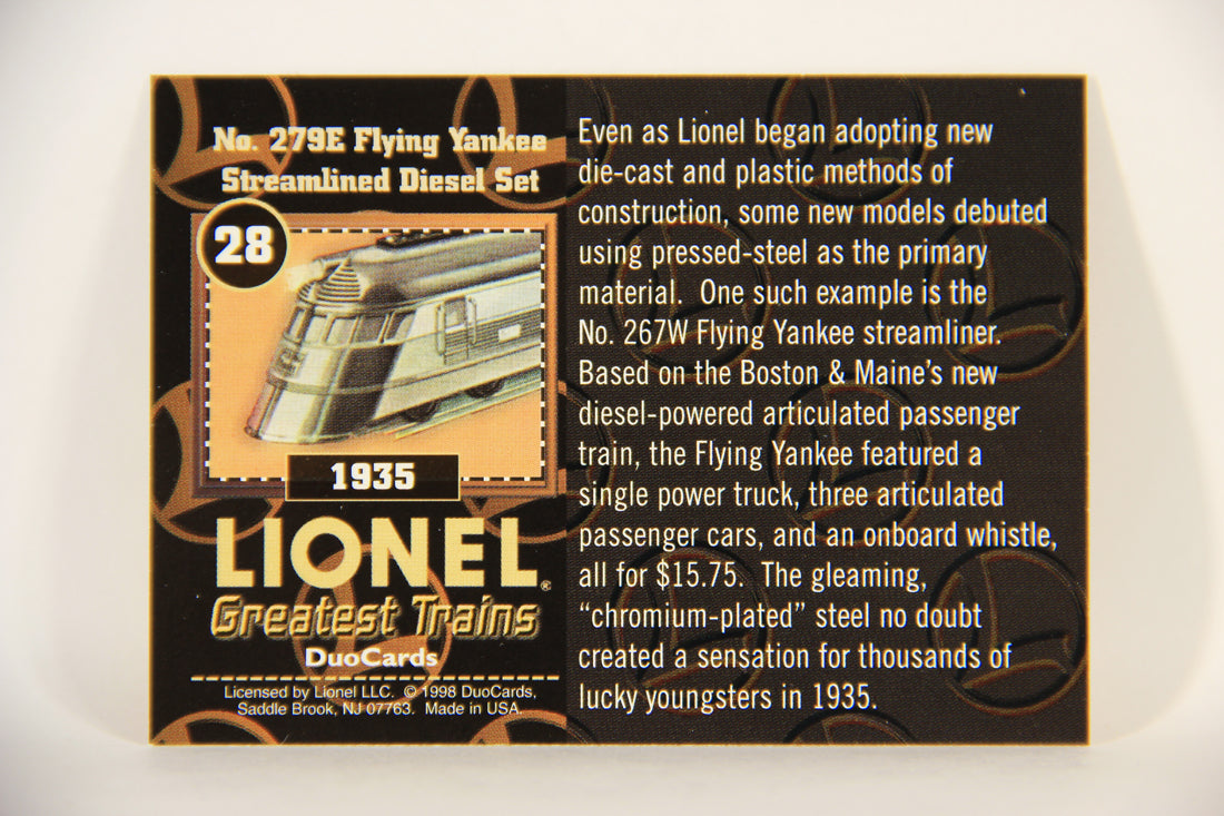 Lionel Greatest Trains 1998 Card #28 - 1935 No. 279E Flying Yankee Streamlined Diesel Set ENG L011256