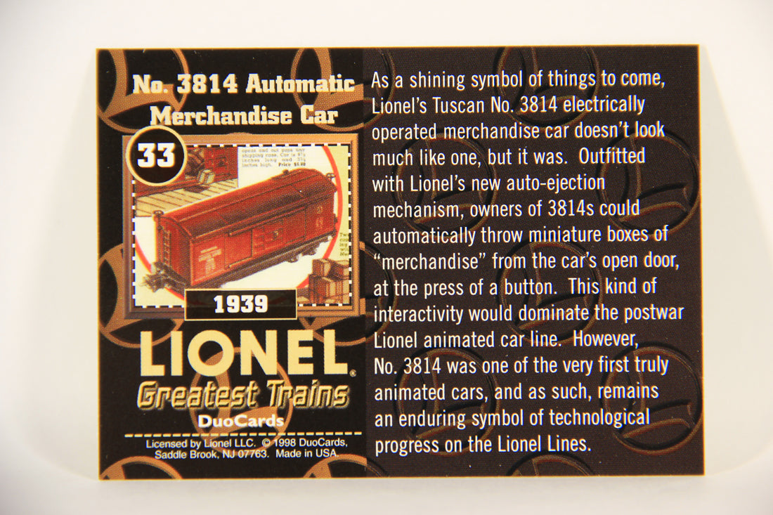Lionel Greatest Trains 1998 Card #33 - 1939 No. 3814 Automatic Merchandise Car ENG L011261