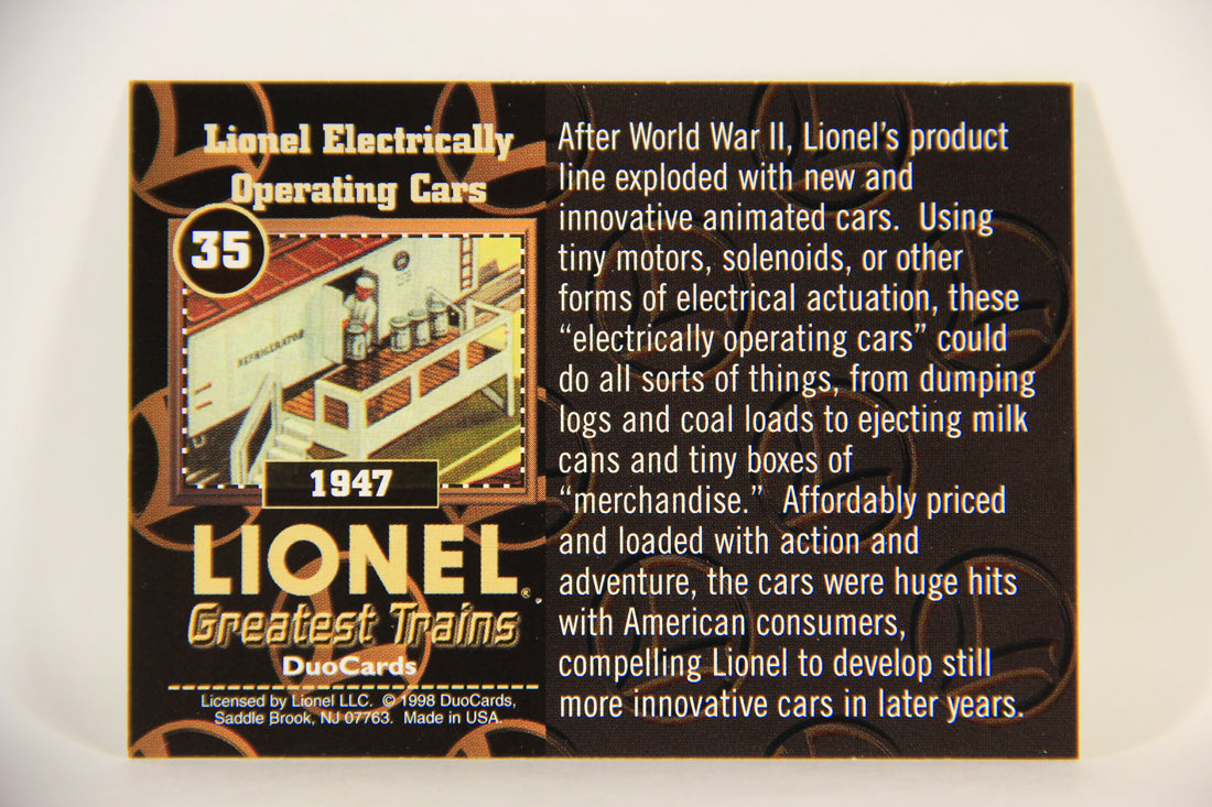 Lionel Greatest Trains 1998 Card #35 - 1947 Lionel Electrically Operating Cars ENG L011263