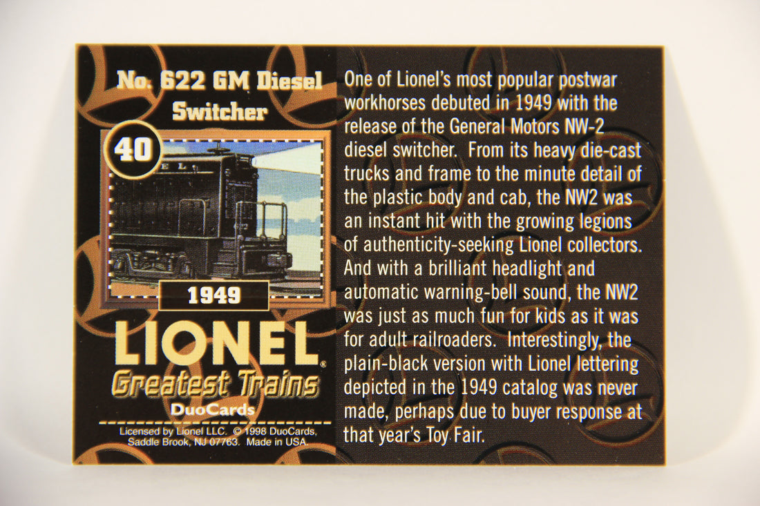 Lionel Greatest Trains 1998 Card #40 - 1949 No. 622 GM Diesel Switcher ENG L011268