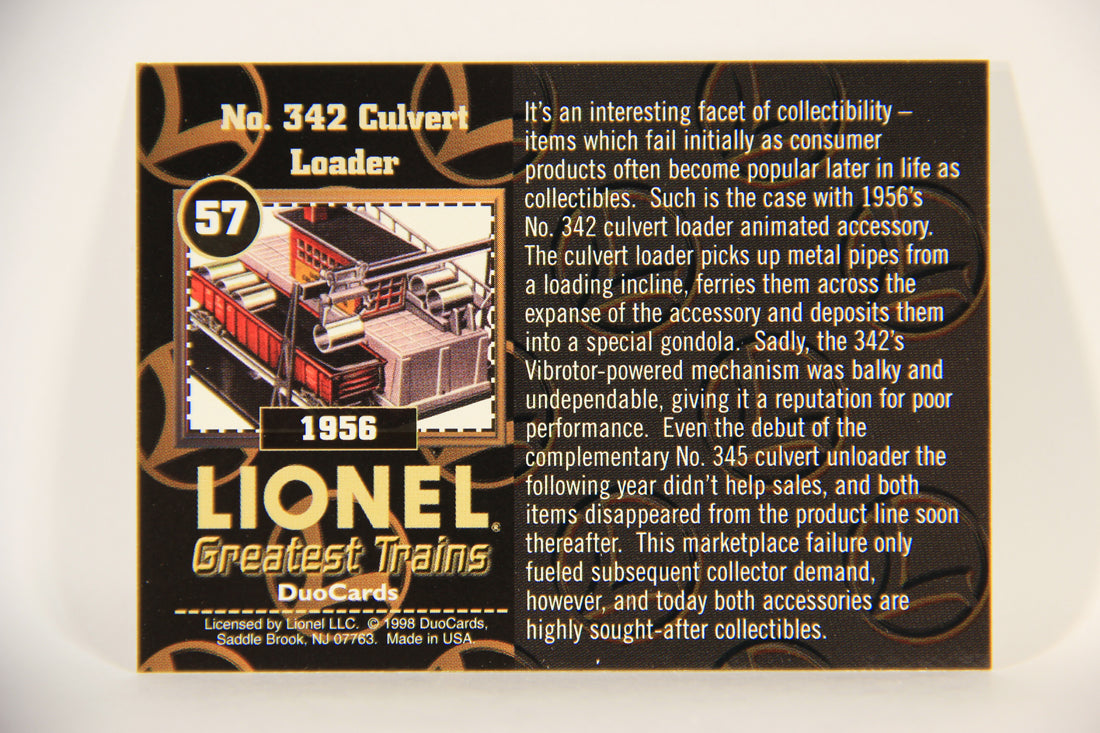 Lionel Greatest Trains 1998 Trading Card #57 - 1956 No. 342 Culvert Loader ENG L011285