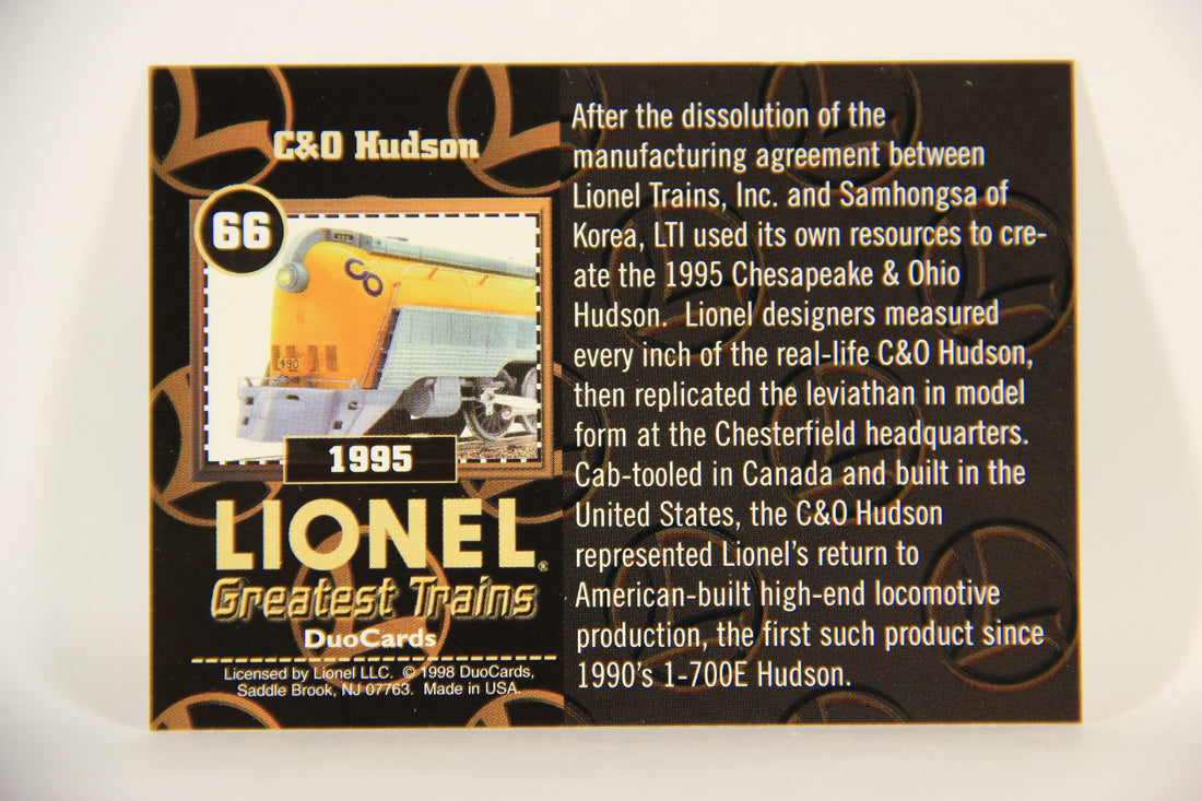 Lionel Greatest Trains 1998 Trading Card #66 - 1995 C&O Hudson ENG L011289
