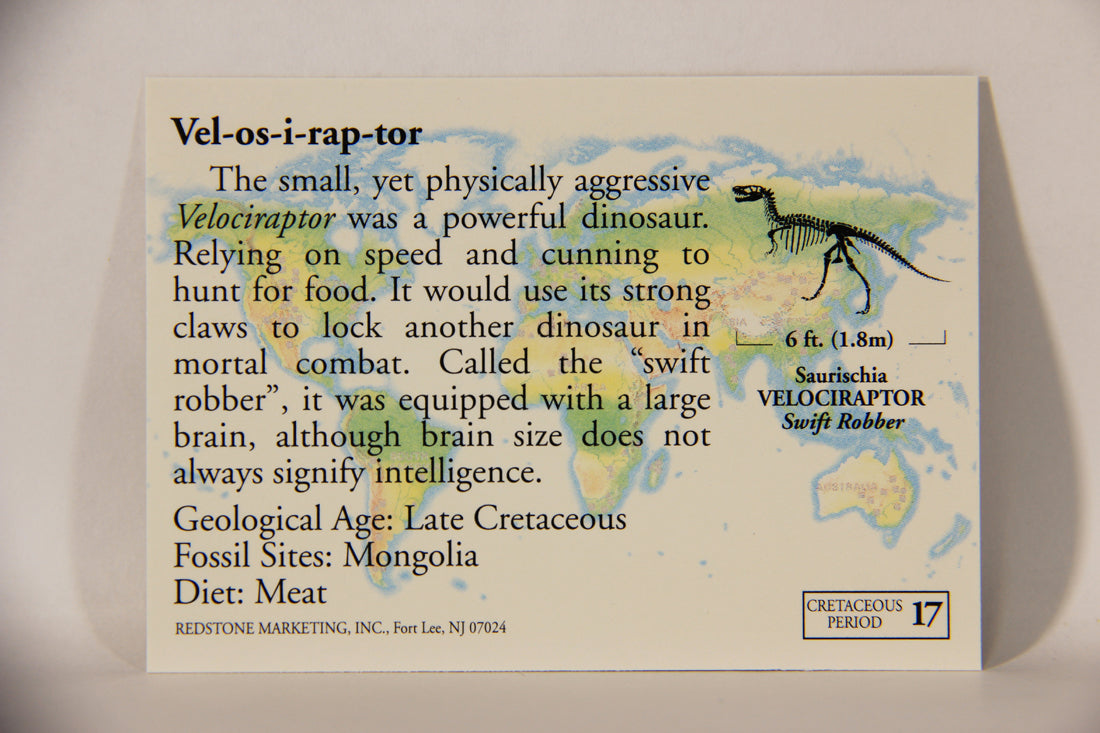 Dinosaurs The Mesozoic Era 1993 Vintage Trading Card #17 Velociraptor ENG L011310
