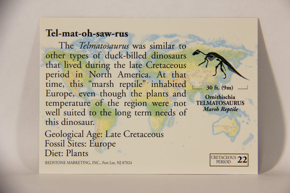 Dinosaurs The Mesozoic Era 1993 Vintage Trading Card #22 Telmatosaurus ENG L011315
