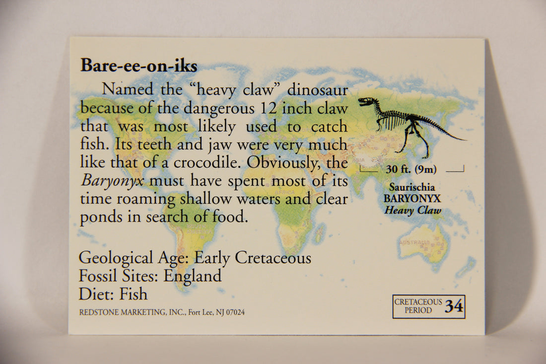 Dinosaurs The Mesozoic Era 1993 Vintage Trading Card #34 Baryonyx ENG L011327