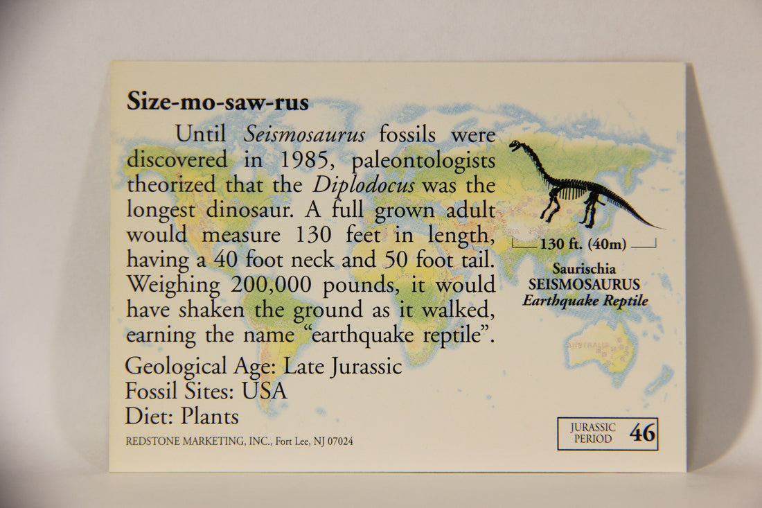 Dinosaurs The Mesozoic Era 1993 Vintage Trading Card #46 Seismosaurus ENG L011339