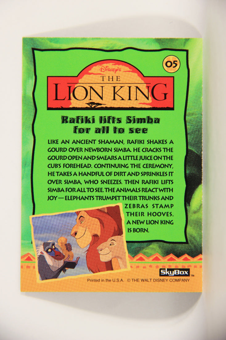 The Lion King 1994 Trading Card #5 Rafiki Lifts Simba For All To See ENG L011710
